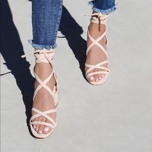LuLus Ashton Nude Suede Lace-Up Heels